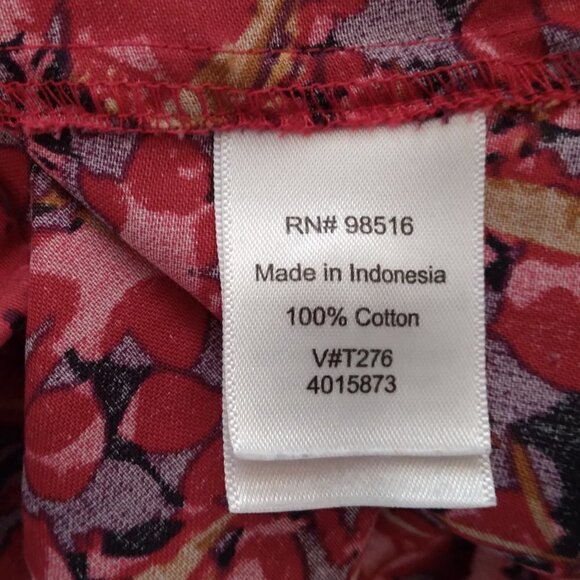 Coldwater Creek | Red Floral Button Front Blouse Shirt | Size M - Picture 7 of 7